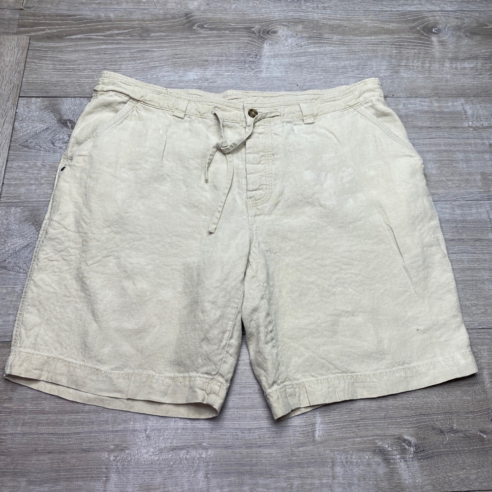 Baird‎ McNutt Shorts Mens 42 Beige 100% Linen Drawstring Casual Summer Murano